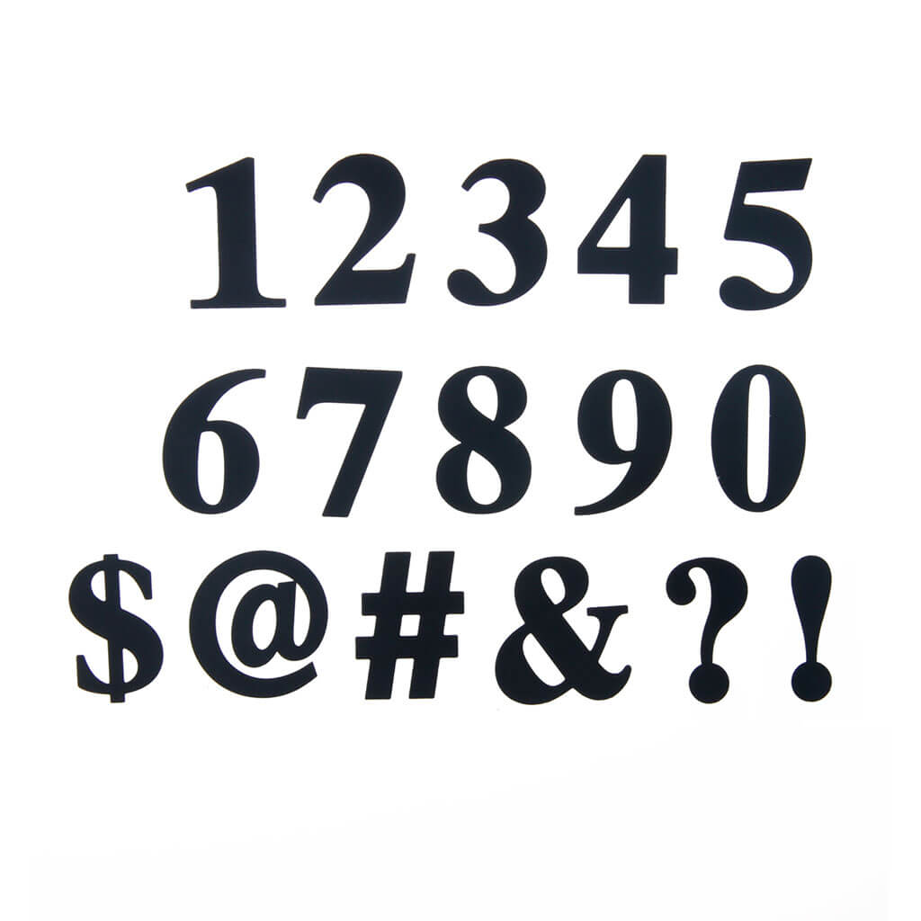 Black Metal Classic Serif Numbers &amp; Symbols 16ct 2in