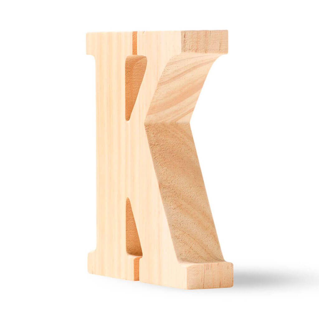 Natural Wood Chunky Letters Uppercase K