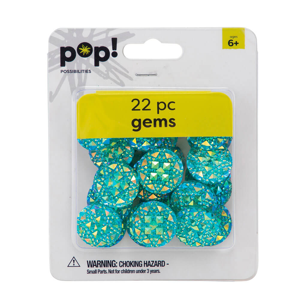 POP! Gems Faceted Round Turquoise AB 22pc 20mm