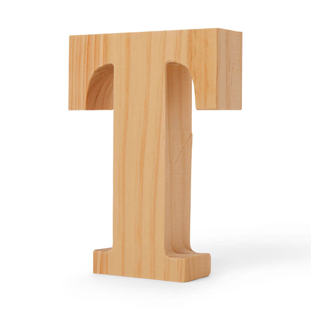 Natural Wood Chunky Letters Uppercase T