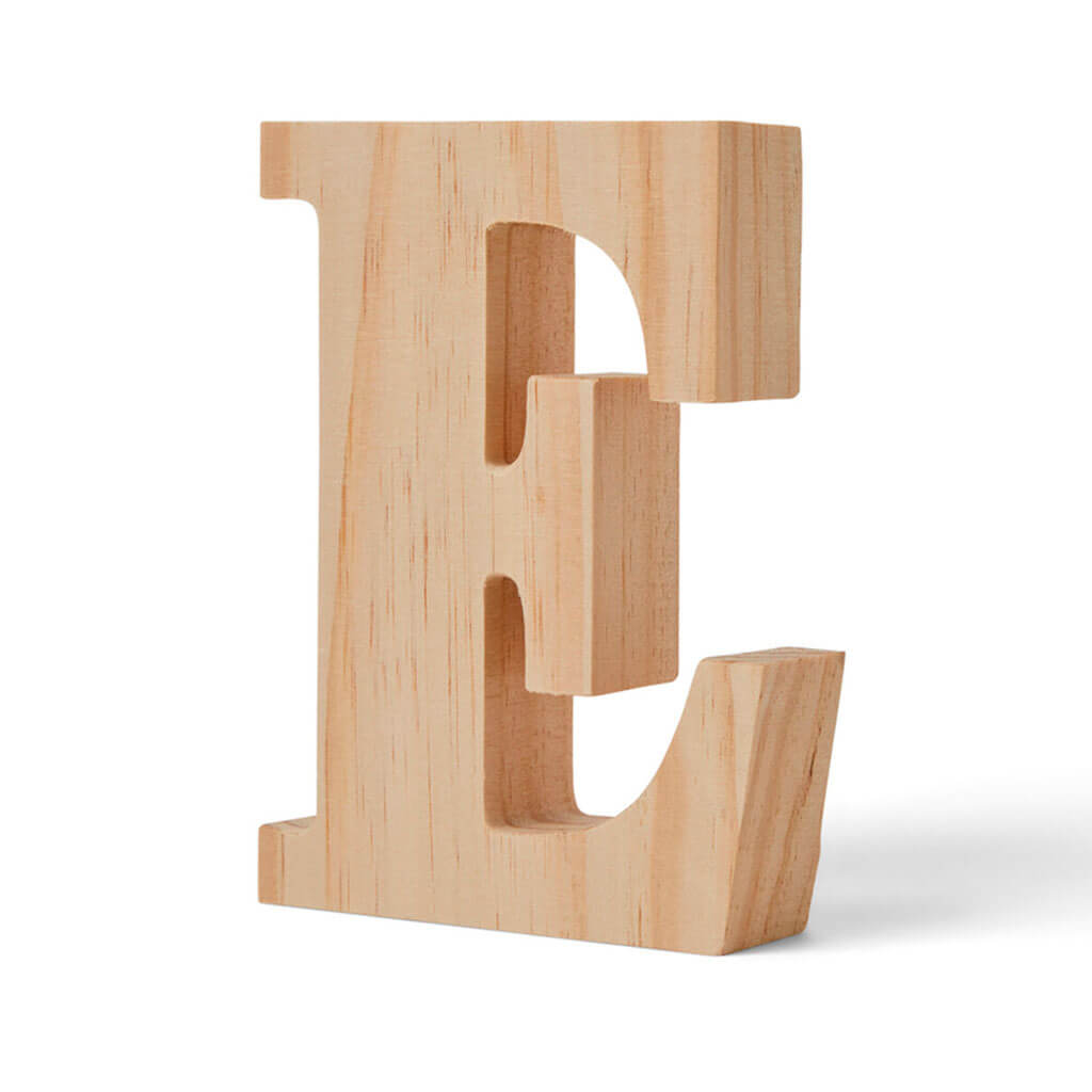 Natural Wood Chunky Letters Uppercase E