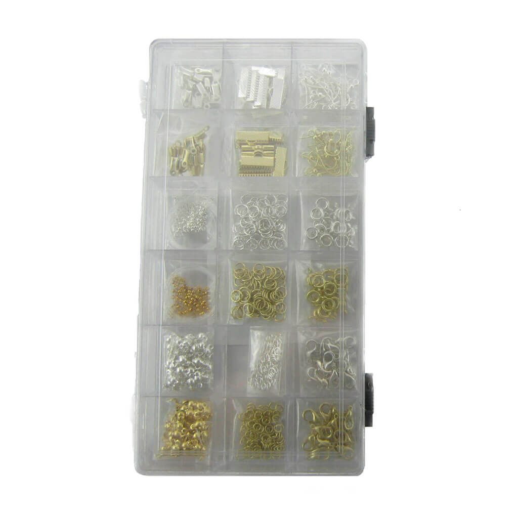 Gold &amp; Silver Jewelry Findings Kit 834pc 8in