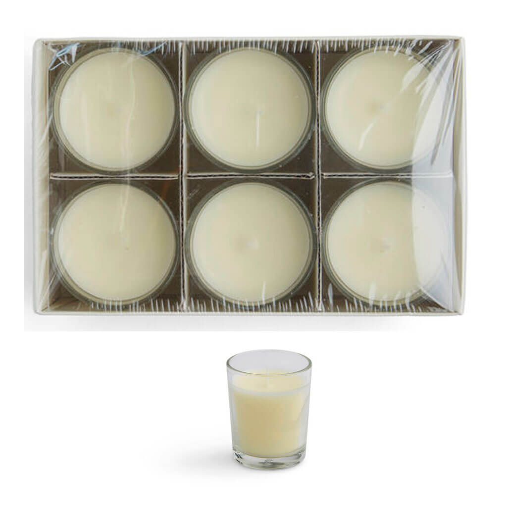 Ivory Unscented Candles with Glass Holders 6pk