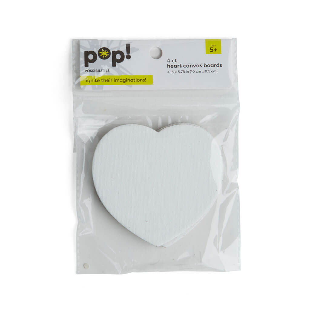 POP! Small Heart Shaped Canvas Panel Boards 4pk