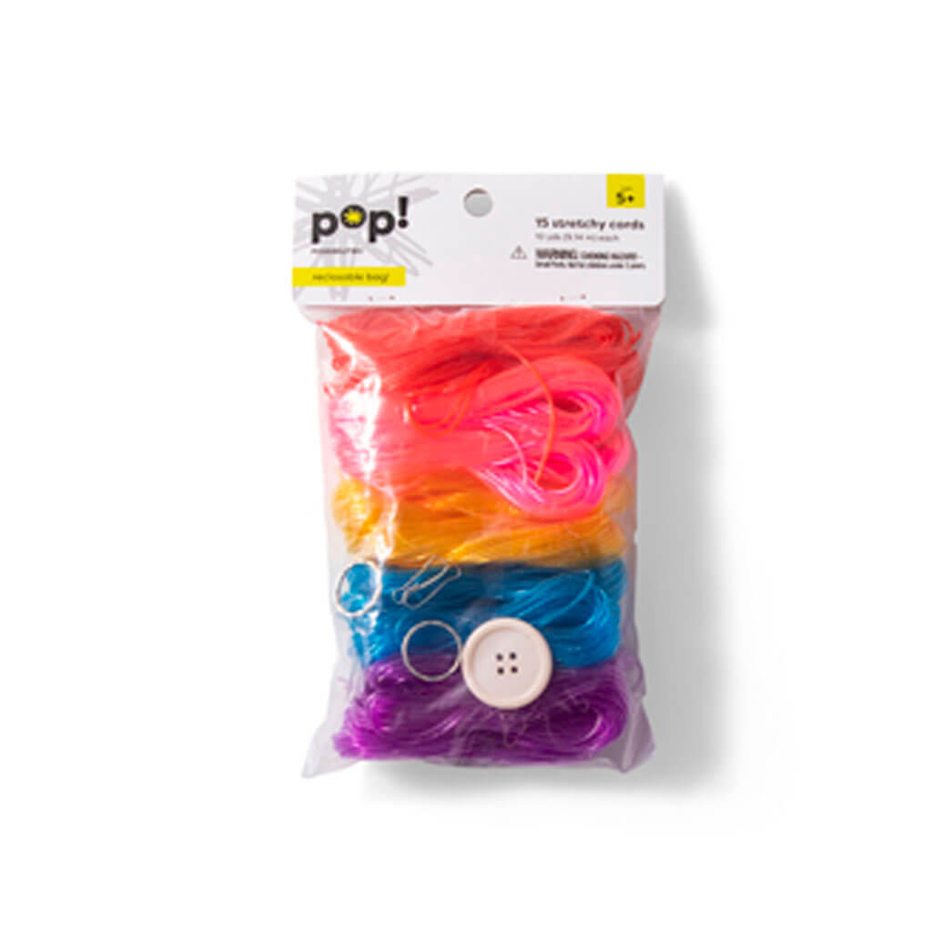 POP! Glitter Stretch Cords with Findings Rainbow 15pk