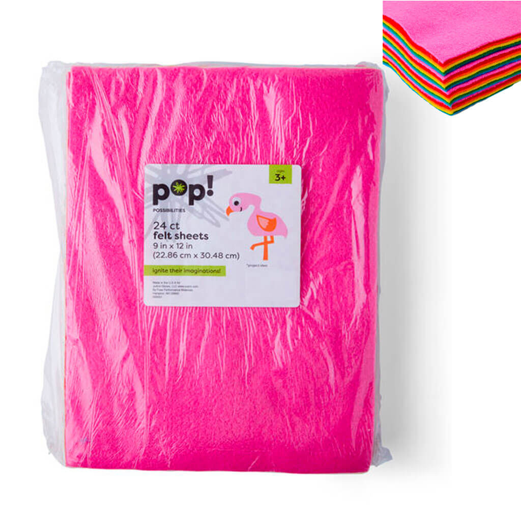 POP! Felt Sheets Bright 24 pk 9in x 12in