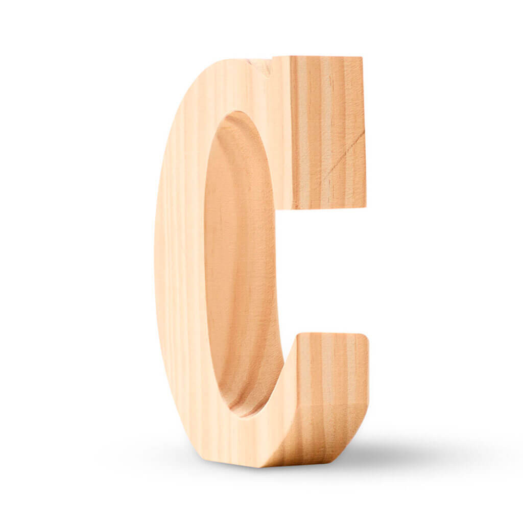 Natural Wood Chunky Letters Uppercase C