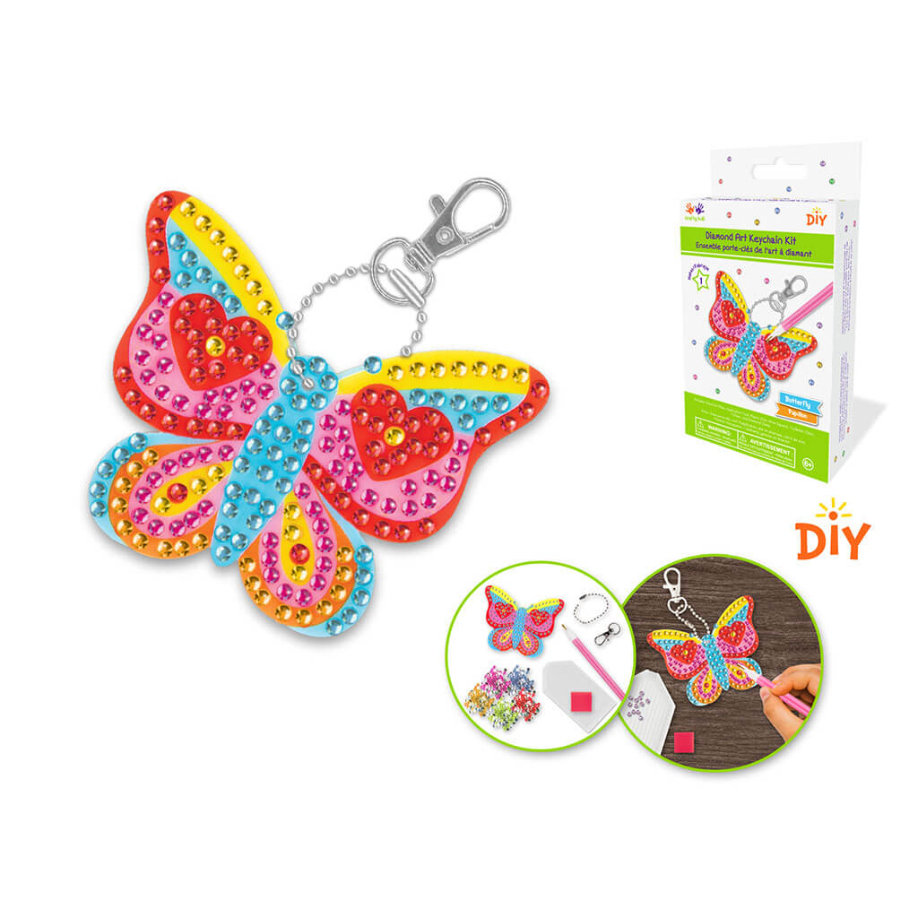 Krafty Kids Kit: Diamond Painting DIY Keychain Kit - Butterfly