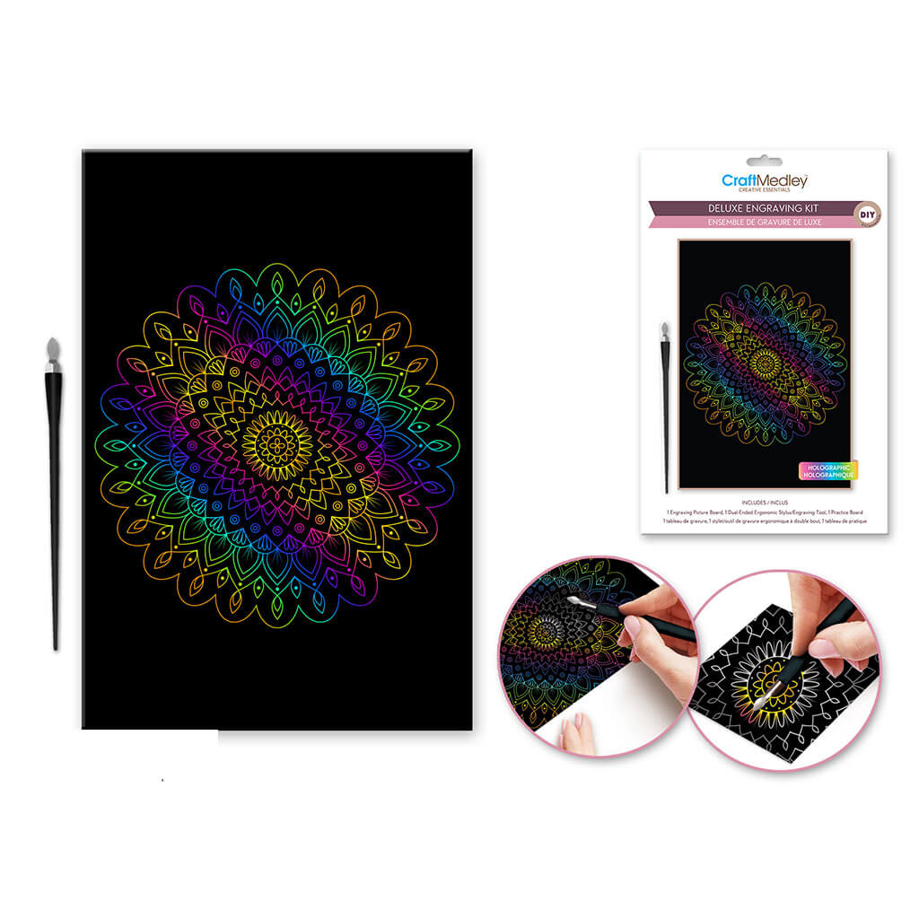 Craft Medley Kit: Deluxe Engraving Art DIY Kit - Holographic Manda