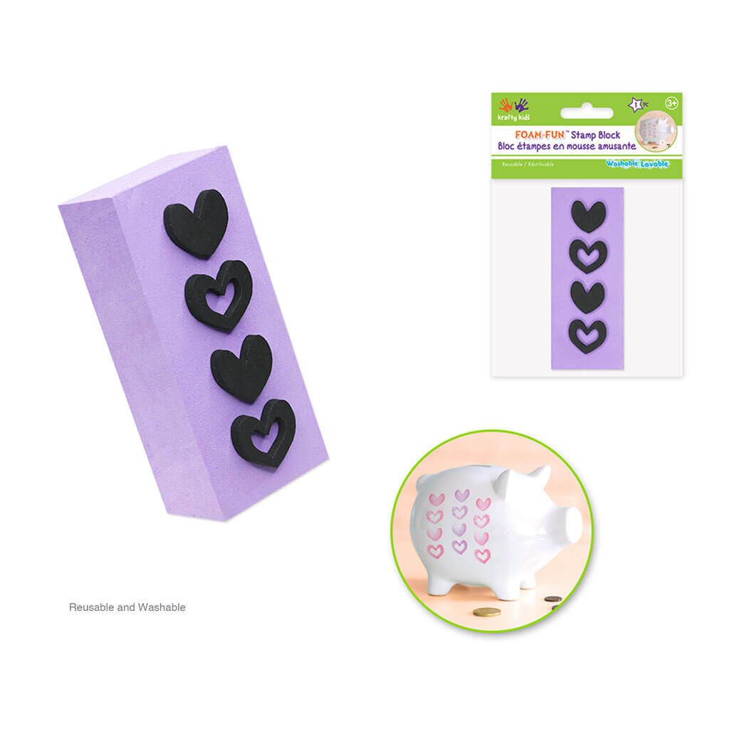 Krafty Kids: Foam-Fun Stamp Block - Mini Hearts