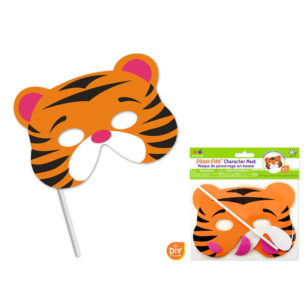 Krafty Kids Kit: DIY Foam Character Mask w/ Prop Stand - Tiger