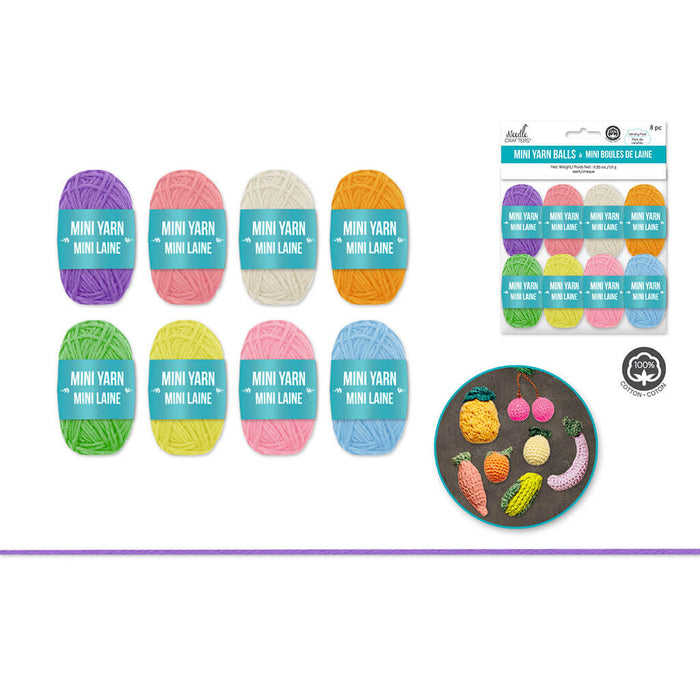 Needlecrafters 8pcs Cotton Mini Yarn Ball Variety Pack - Pastel 10g