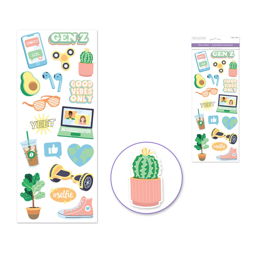 Paper Craft Sticker: Classic Themes 'Clear' Photo Safe - Generation Z, 5in x 12in