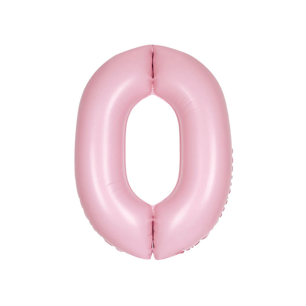 Matte Lovely Pink Foil Balloon Number 0, 34in