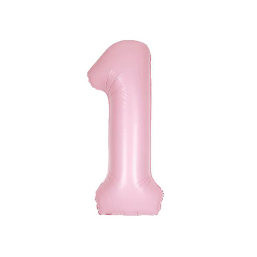 Matte Lovely Pink Foil Balloon Number 1, 34in