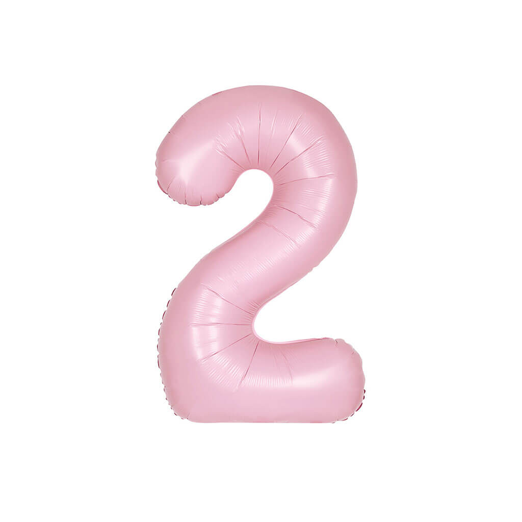 Matte Lovely Pink Foil Balloon Number 2, 34in