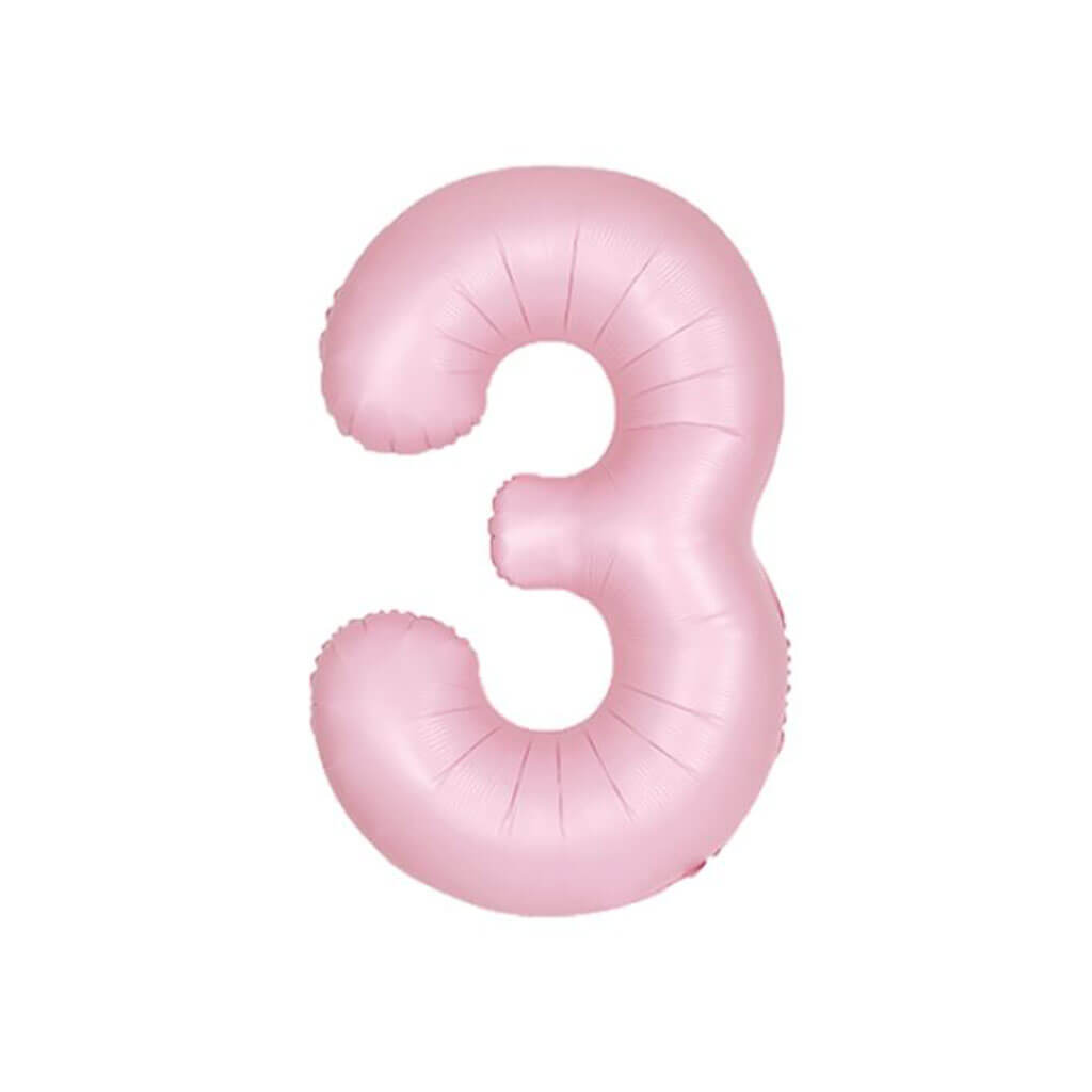 Matte Lovely Pink Foil Balloon Number 3, 34in