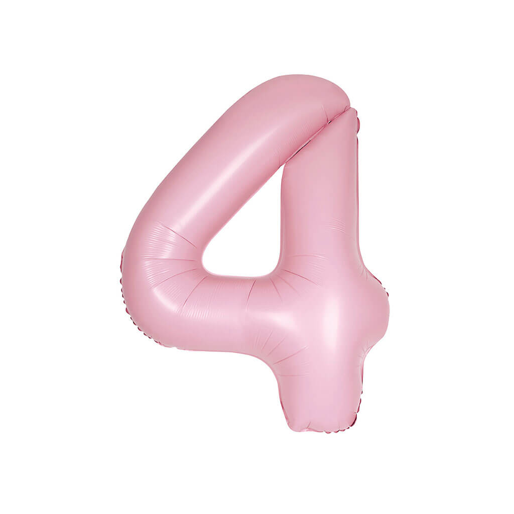 Matte Lovely Pink Foil Balloon Number 4, 34in