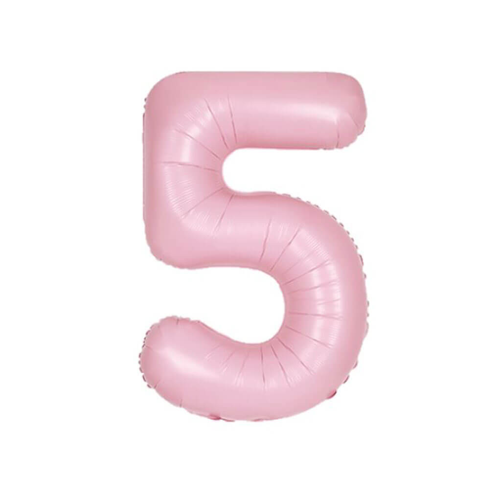 Matte Lovely Pink Foil Balloon Number 5, 34in