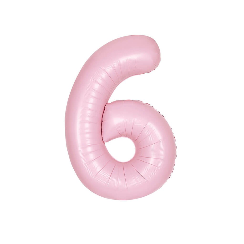 Matte Lovely Pink Foil Balloon Number 6, 34in