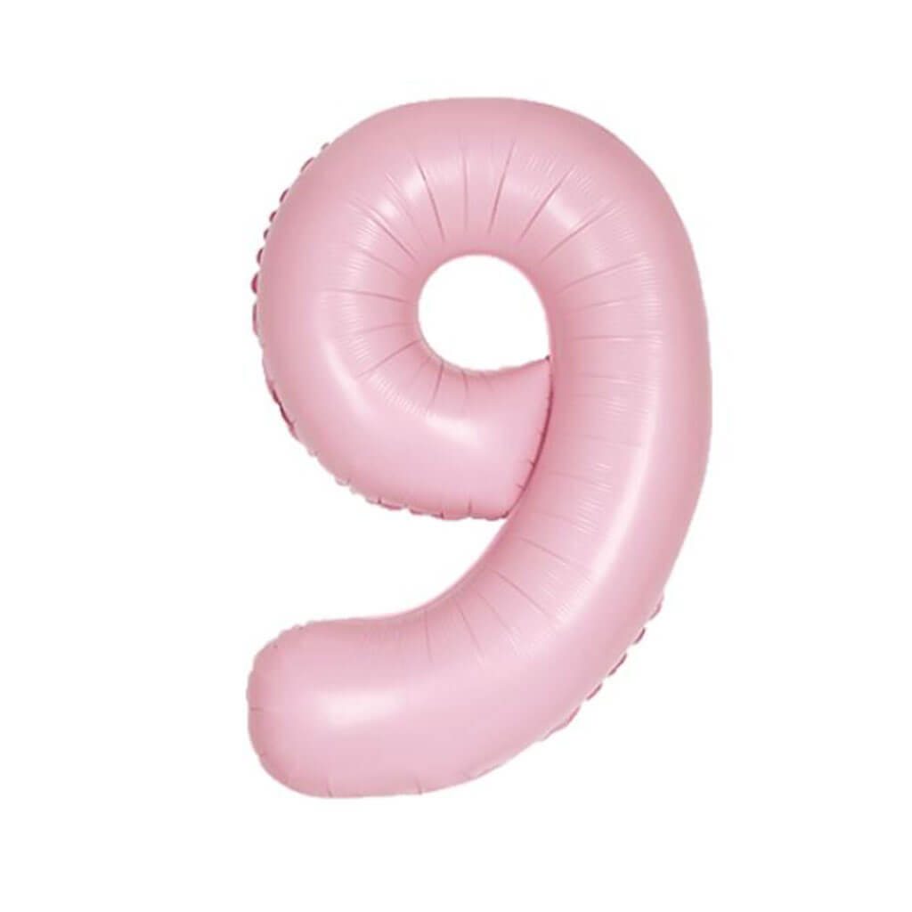 Matte Lovely Pink Foil Balloon Number 9, 34in