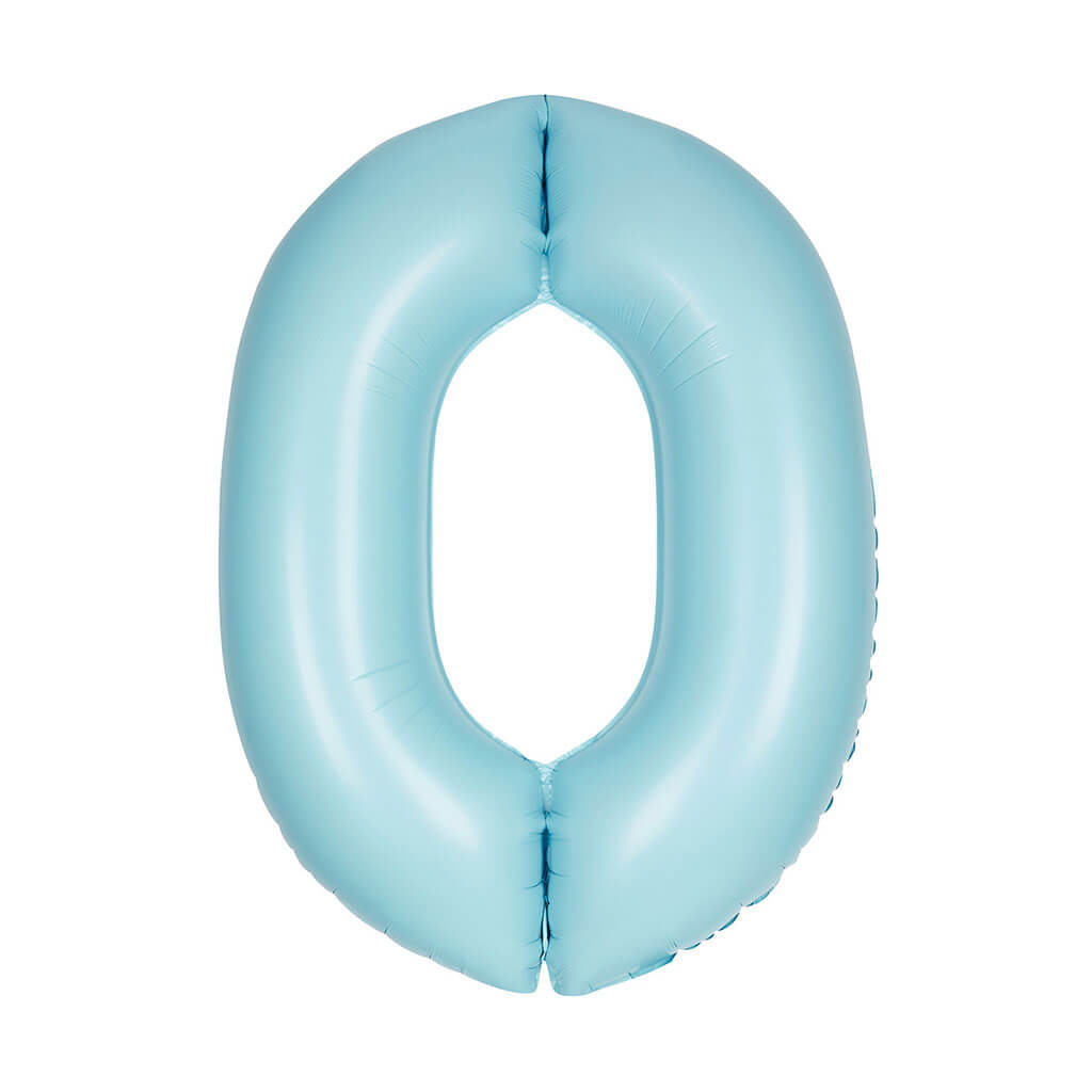 Matte Powder Blue Foil Balloon Number 0, 34in