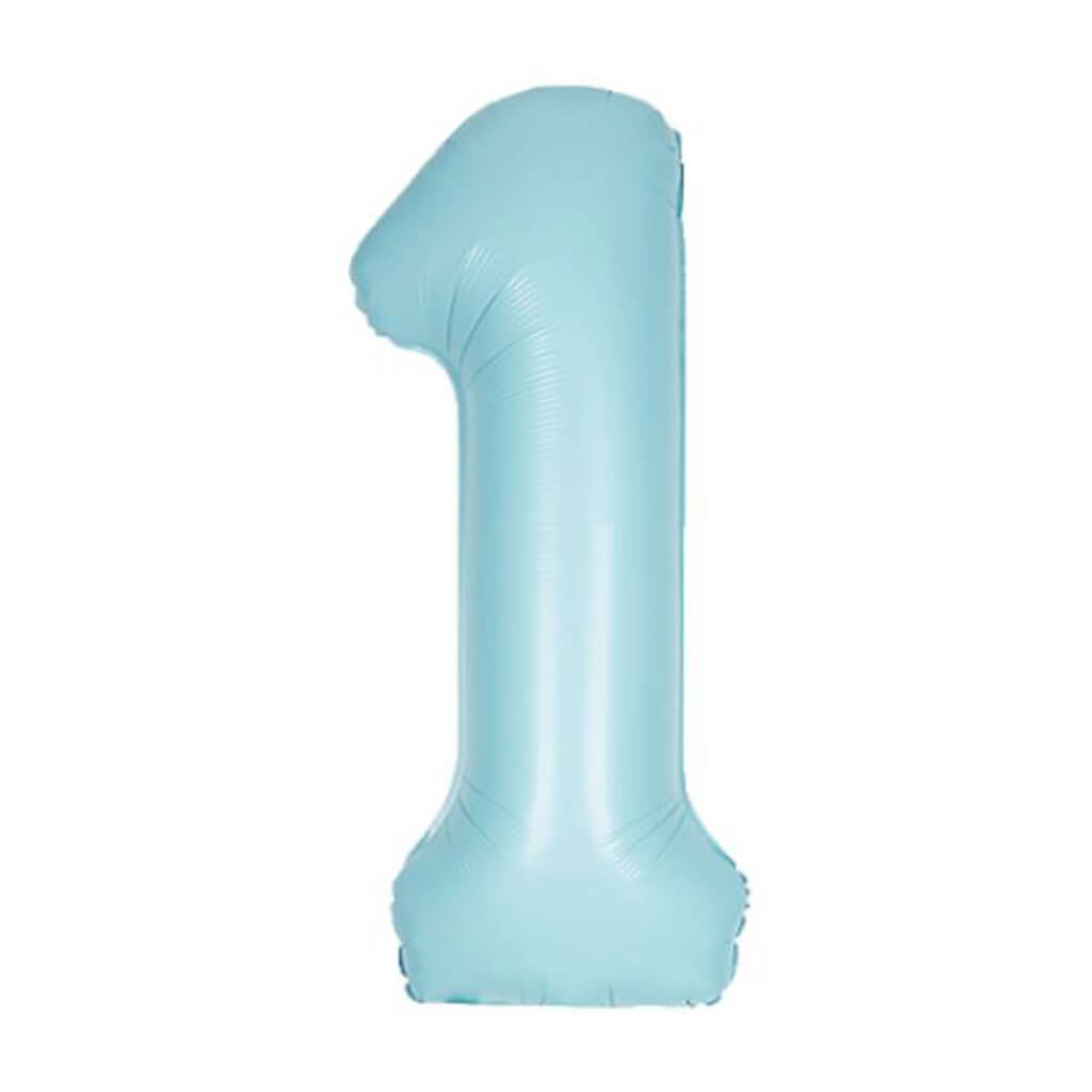 Matte Powder Blue Foil Balloon Number 1, 34in