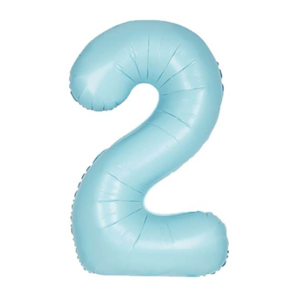 Matte Powder Blue Foil Balloon Number 2, 34in