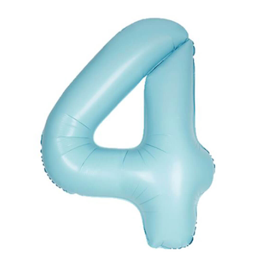 Matte Powder Blue Foil Balloon Number 4, 34in