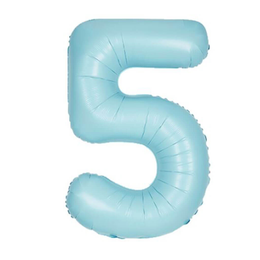 Matte Powder Blue Foil Balloon Number 5, 34in