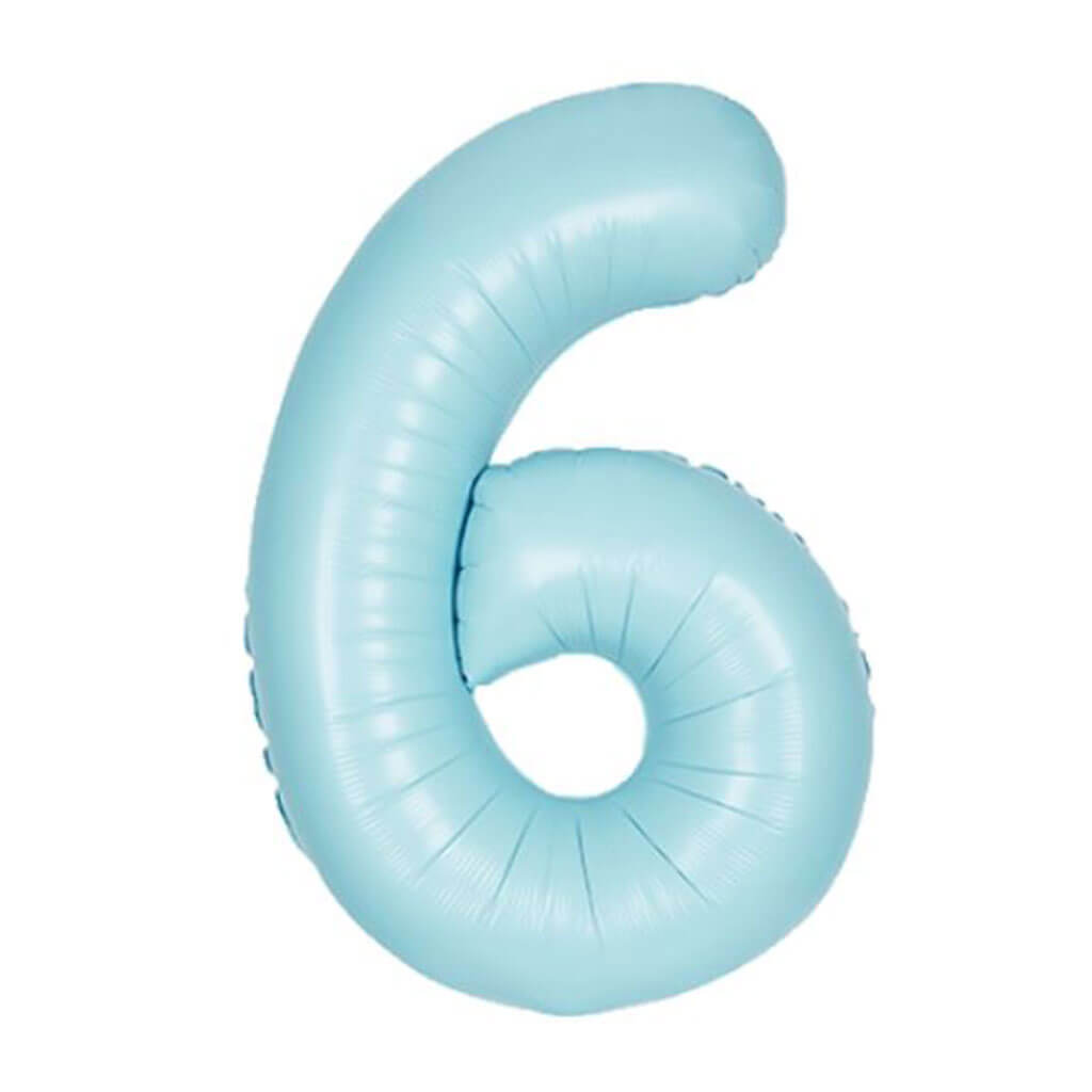 Matte Powder Blue Foil Balloon Number 6, 34in