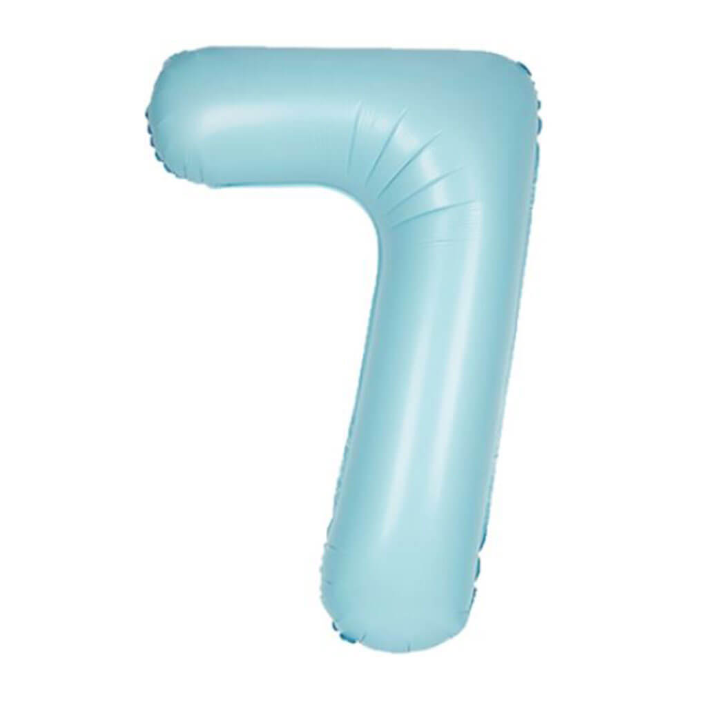 Matte Powder Blue Foil Balloon Number 7, 34in