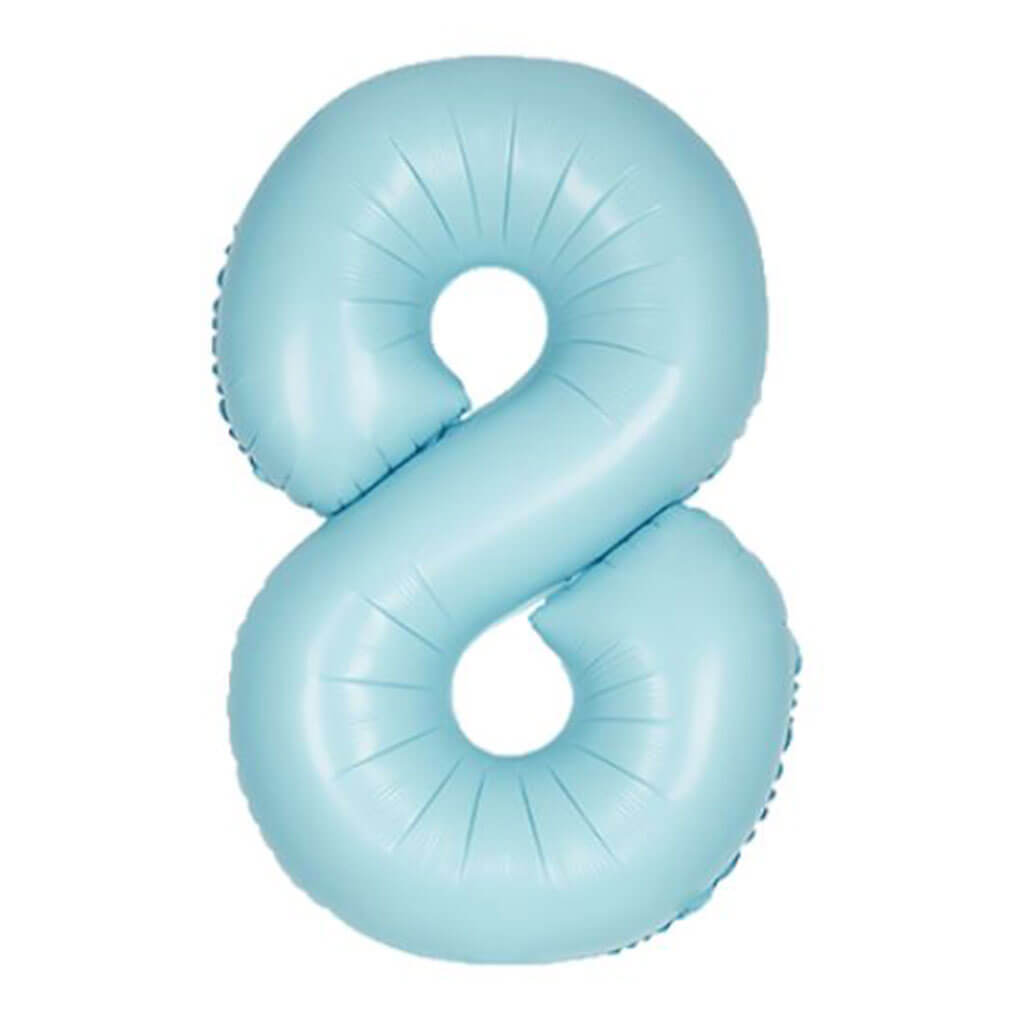 Matte Powder Blue Foil Balloon Number 8, 34in