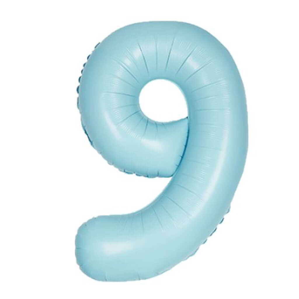 Matte Powder Blue Foil Balloon Number 9, 34in