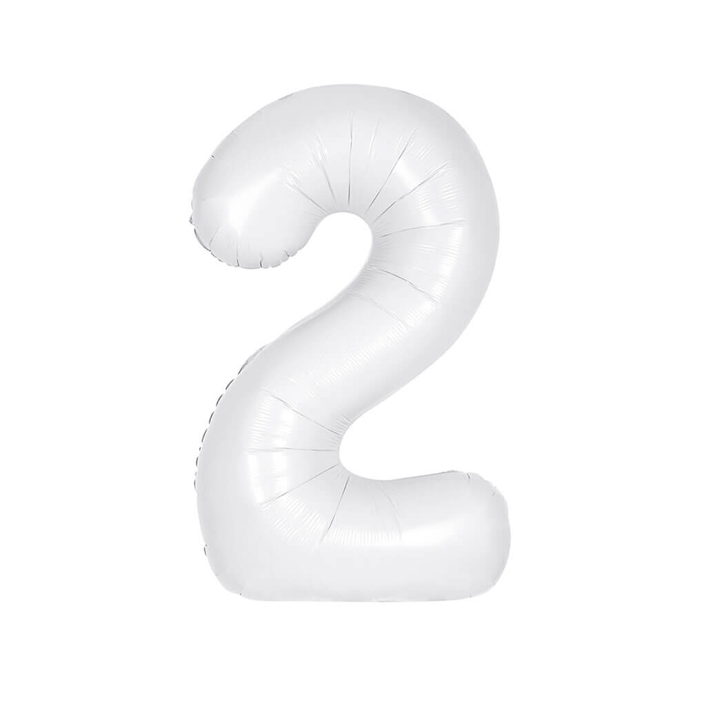 Matte White Foil Balloon Number 2, 34in