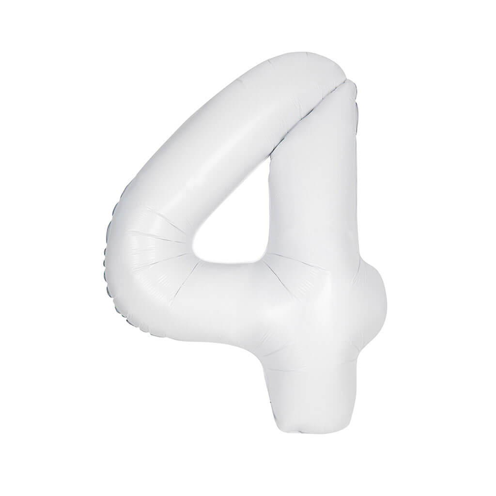 Matte White Foil Balloon Number 4, 34in