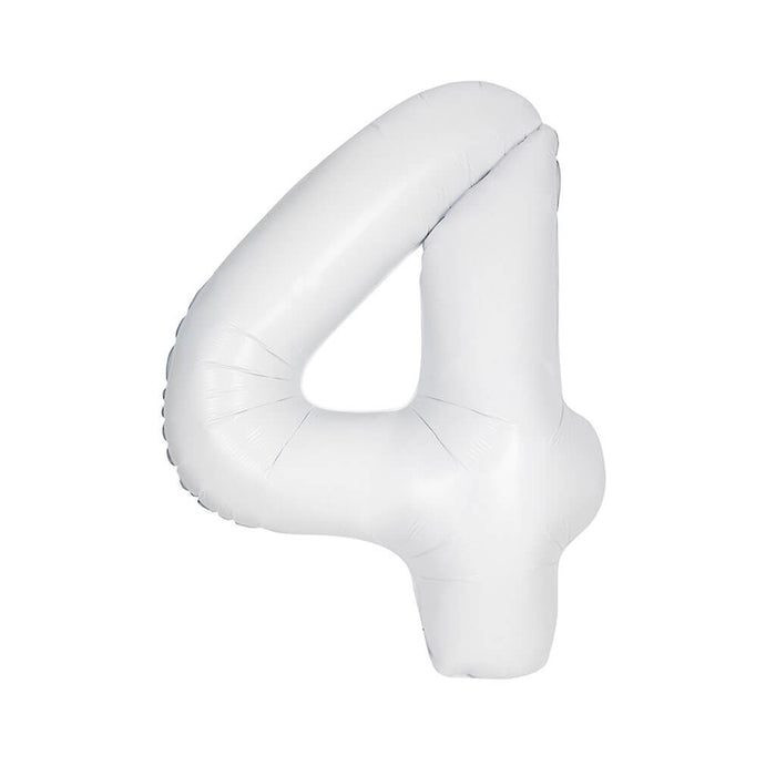 Matte White Foil Balloon Number 4, 34in