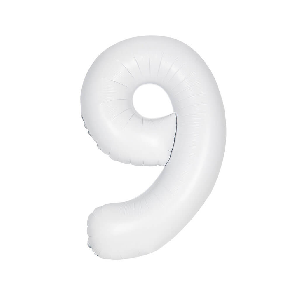 Matte White Foil Balloon Number 9, 34in