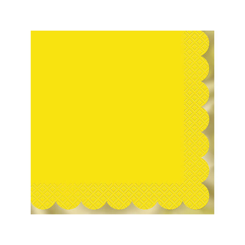 Yellow Scalloped Foil Lunch Napkins, 20ct