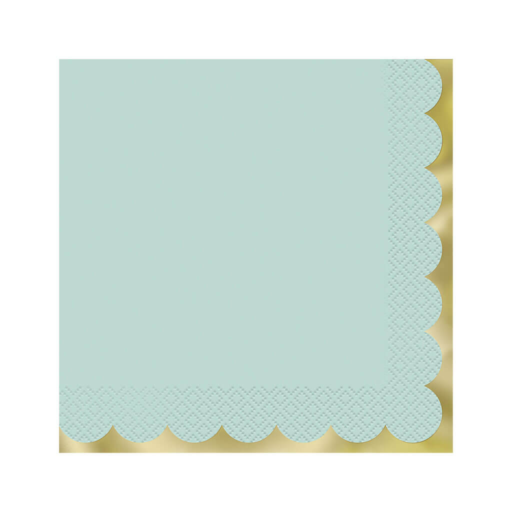 Light Blue Scalloped Foil Lunch Napkins, 20ct