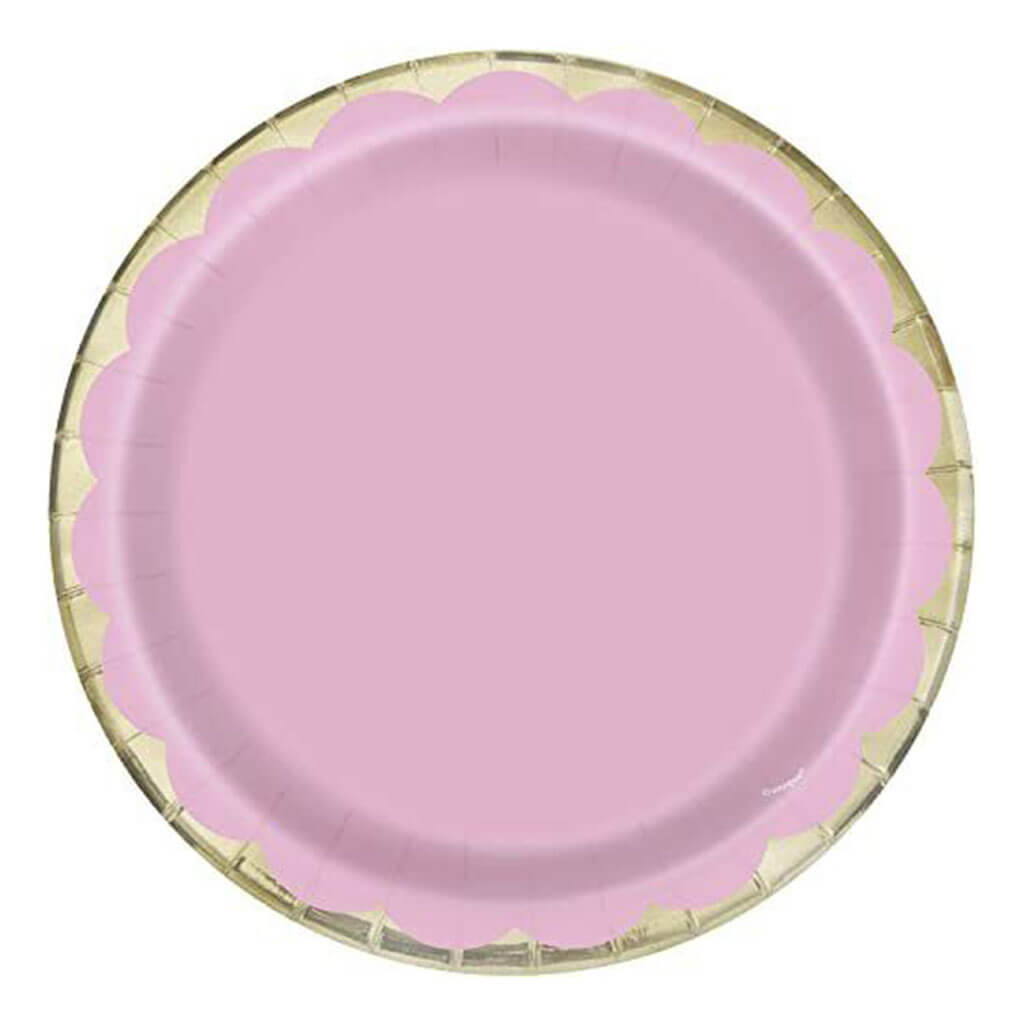 Foil Scalloped Pastel Pink 7in, 10ct