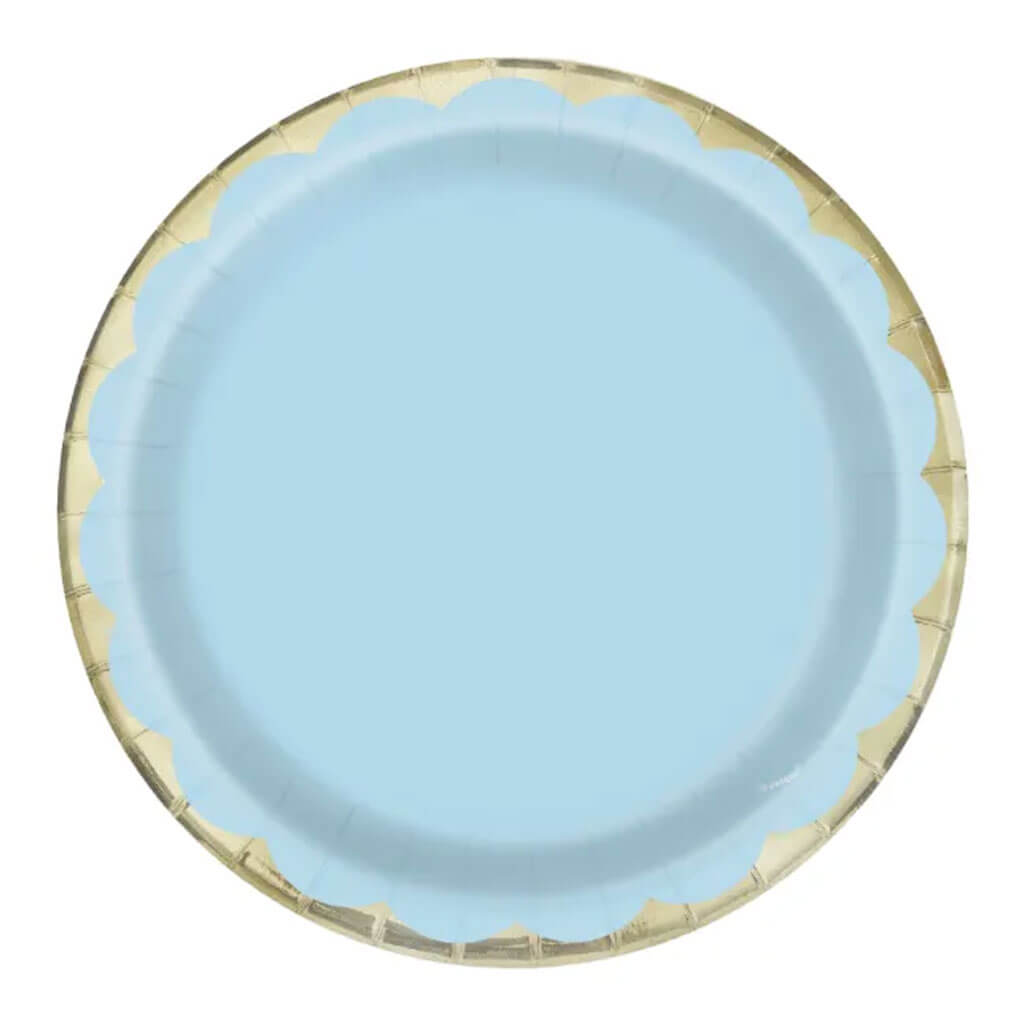 Foil Scalloped Pastel Blue 9in, 10ct