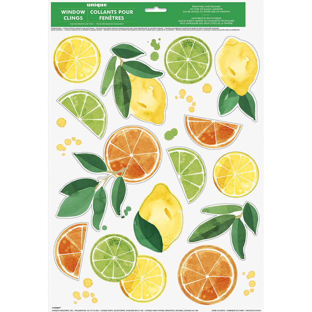 Summer Citrus Window Cling Sheet