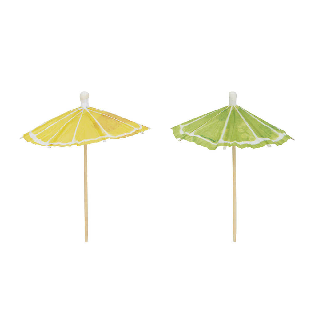 Summer Citrus Lemon & Lime Slice Umbrellas Picks, 50ct