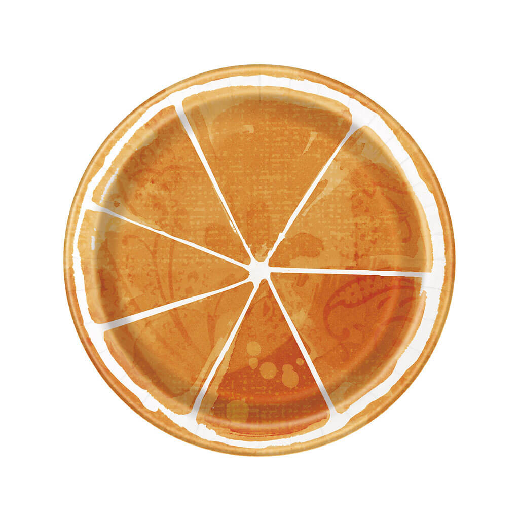 Summer Citrus Orange Slice Dessert Plates 7in, 8ct