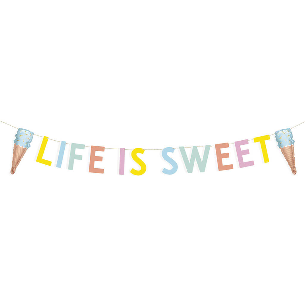 Ice Cream Banner with Mini Foil Balloons