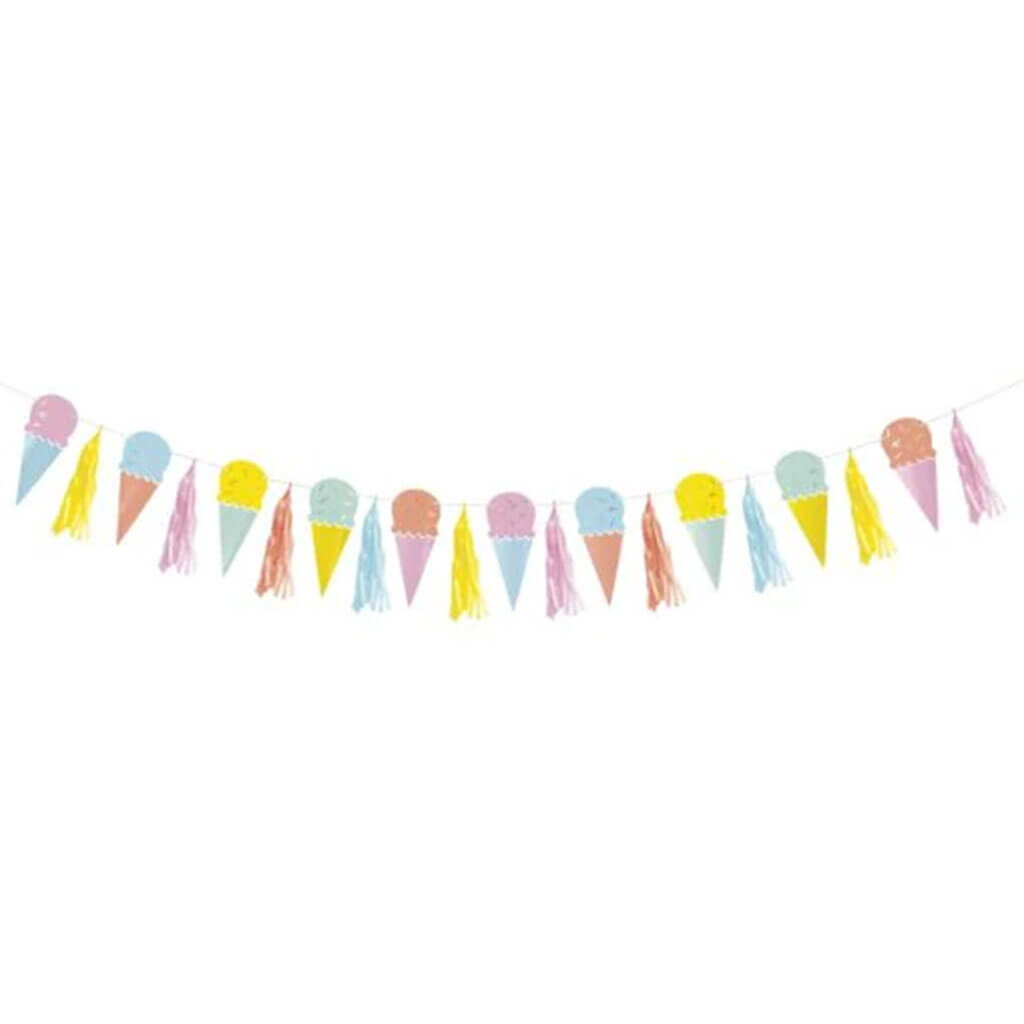 Pastel Ice Cream Garland with Tassels, 6ft