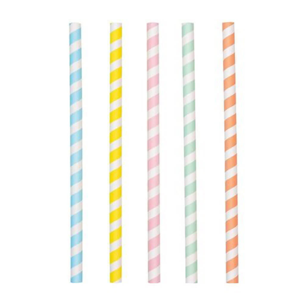 Pastel Milkshake Paper Straws Assorted Colors, 10ct