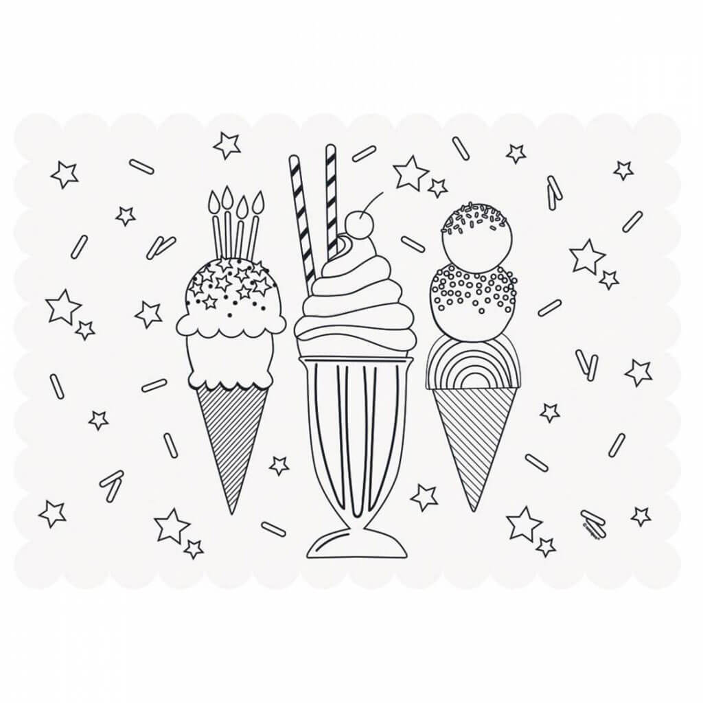 Ice Cream Coloring Placemats, 6ct