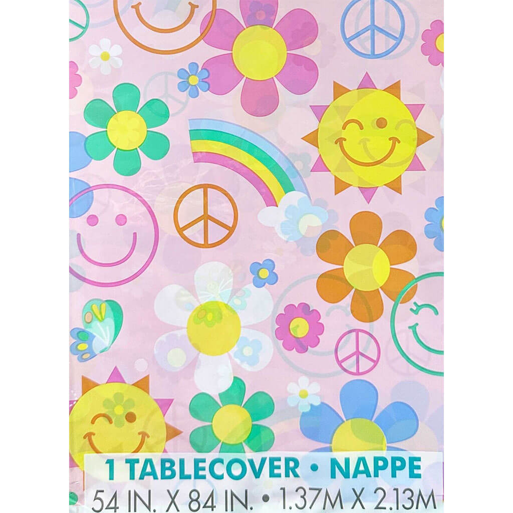 Groovy Daisy Plastic Table Cover, 54in x 84in